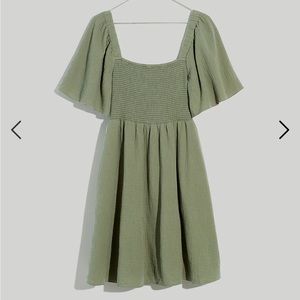 Madewell Lightspun Lucie Smocked Tie-Back Mini Dress